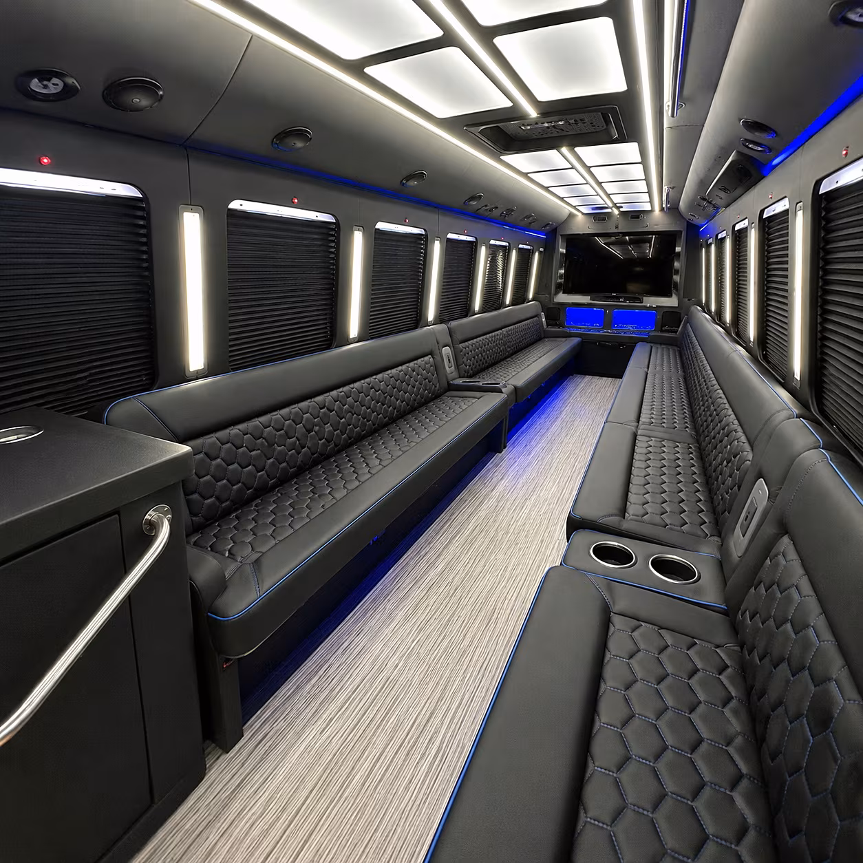 Akron Private Event Transportation party bus interior