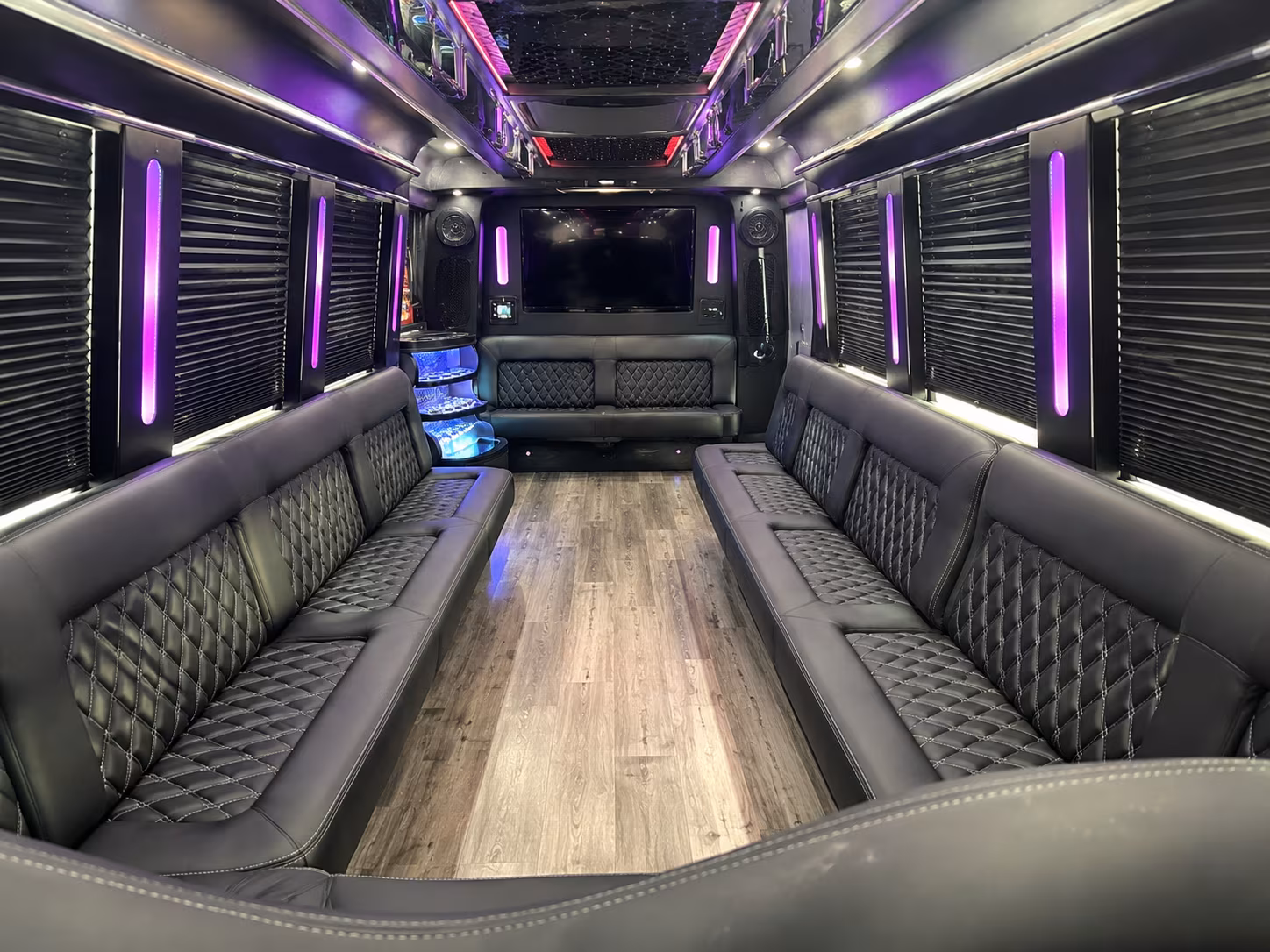Akron Private Event Transportation party bus interior