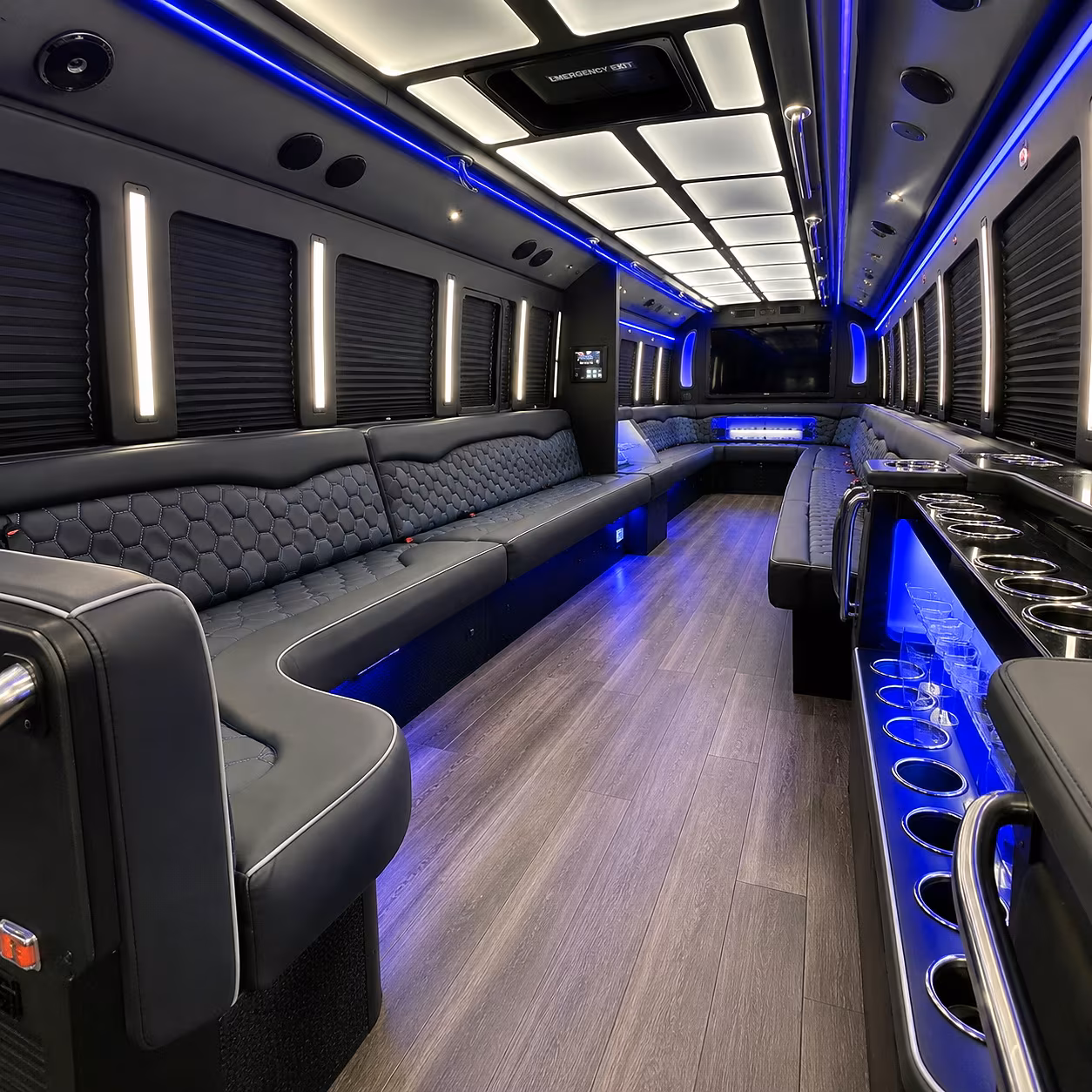 Akron Prom & Homecoming Transportation party bus interior