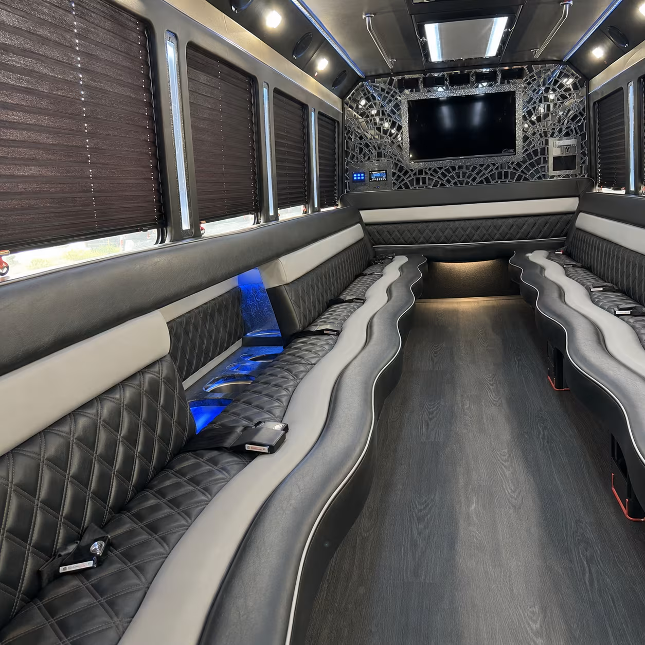 Akron Sporting Event Transportation party bus exterior